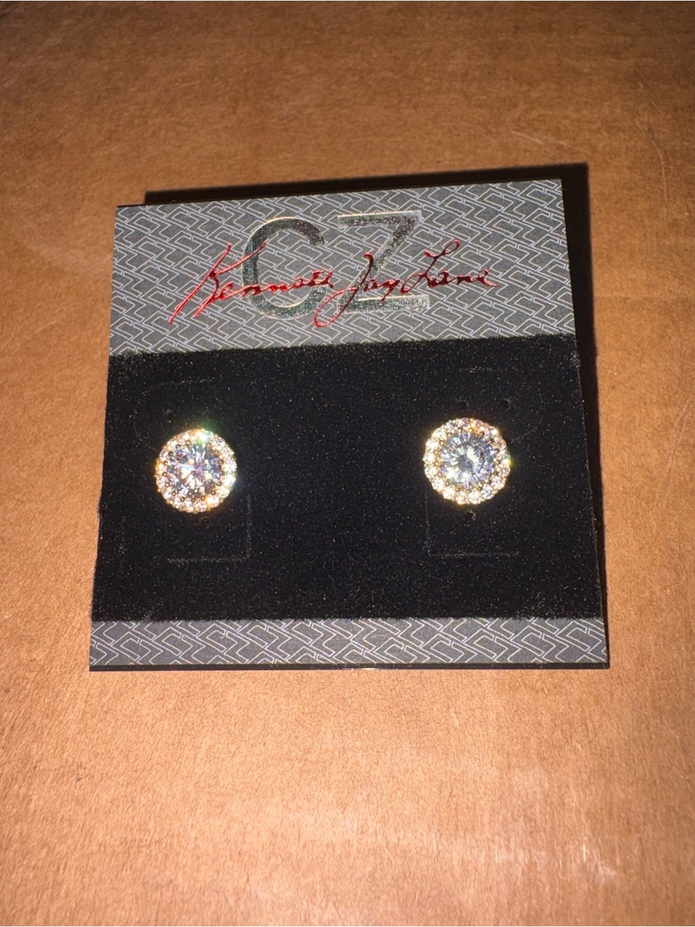 Kenneth Jay Lane Gold-Tone Halo Cubic Zirconia Stud Earrings